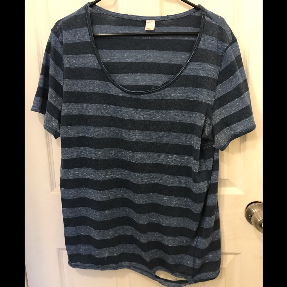 Men’s striped blue scoop neck Divided H&M T-shirt